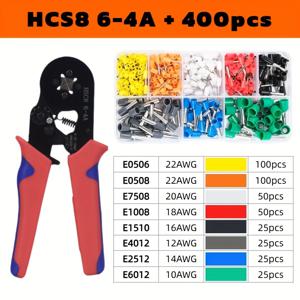 TEMU 전선 페룰 압착 공구 키트 | 4각 자동 조절 AWG23-7 사양 전기 단자, 오디오 및 자동차용 라쳇 플라이어