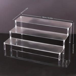 TEMU 1개 투명 아크릴 멀티 티어 수납 선반 - 매트 마감, 내구성 강한 층별 정리대, 욕실 화장대, 드레서, 책상용 - 공간 절약형 데스크탑 디스플레이 선반, , 보석, 향수용 - 투명 직사각형 아크릴 선반