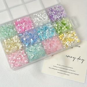 TEMU 12구 mixed 컬러 3mm 유리 비즈 키트 | 약 4200개 비즈, 195g, 팔찌, 목걸이, 발찌, 헤어 클립, 머리끈, 폰 참, 키체인 및 장식 핀 제작용 쥬얼리 제작, 또는 크리스마스 테마에 적합|비즈목걸이