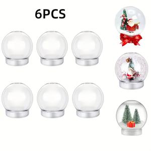 TEMU 6개 DIY 스노우 글로브 키트, 투명 플라스틱 워터 글로브 (분리 가능한 뚜껑 포함), 클래식 스타일, 배터리 불필요, 크리스마스, 추수감사절, 새해 장식에 이상적, 홈 & 주방 장식용