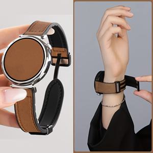 TEMU 6/5/4/3, 샤오미 워치, 액티브 2, 기어 S2, 화웨이 워치 GT GT2 GT3 호환 22mm/20mm 합성 가죽 스트랩 | 40mm/44mm, 41mm, 42mm, 46mm 모델 호환, 스테인리스 스틸 버클|스마트워치