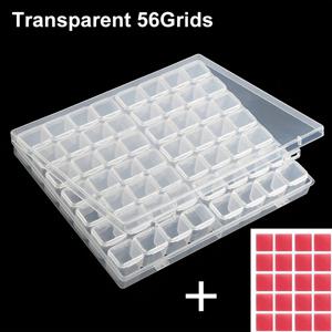 TEMU 페인팅용 추가 용품, 비즈를 위한 56구 격자 투명 보관 용기 포함, 자수용 빨간색 접착 도구 20개 세트 포함, 재봉, 네일 아트 및 페인팅 용품 정리에 적합|보석십자수|네일재료