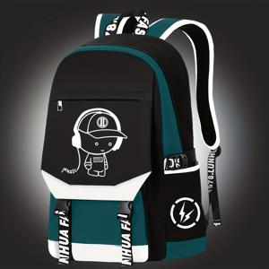 TEMU 원피스 루미너스 프린팅 대용량 백팩, 청소년 캠퍼스 백팩, 스타일리시하고 내구성 있는 가벼운 백팩