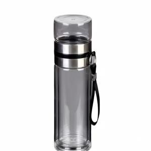 TEMU 스테인리스 스틸 필터가 있는 이중벽 붕규산 유리 티컵 | 휴대용, 단열, 투명, 사무실 및 야외 사용, 비즈니스 등급 차량 장착 가능 음료 용기