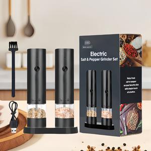 TEMU 1개/2개 옵션, 신형 전기 후추 분쇄기, 충전식 전기 소금 후추 분쇄기, 원핸드 원키 개방, 두께 조절 가능, 투명 실로, 주방 스파이스 분쇄기, 가정용, 야외 피크닉, 휴일 선물용