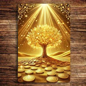 TEMU 대형 빈티지 골든 머니 트리 금속 벽 예술 - 부와 번영을 상징하는 동전으로 채워진 가지 실내/실외 사용 가능, 대형 레트로 주석 간판 홈, 오피스, 카페 장식 - 재정적 풍요를 끌어들이는, 30.48x20.32cm
