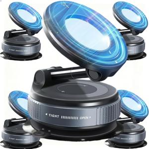 TEMU 2025 업그레이드 접이식 & 리트랙터블 자석 폰 홀더, 매그세이프 호환, 360° 조절 가능한 암 & 폰 스탠드, 차량/헬스장/거울 마운트 (메탈)