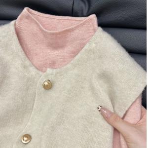 TEMU 여성용 탑, 베스트, 민소매 가디건, 스웨터, 민소매 셔츠, 베이스 레이어, 가디건, 에어컨 셔츠, 가을/겨울 프렌치 스타일 니트웨어, 레이어링, 이너웨어, 클래식 엘레강스 스타일, 부드럽고 매끄러운, 캐주얼, 루즈핏, 싱글 로우 텍스처 버튼, 젠틀, 엘레강스, 다용도, 오피스웨어 (최대 65kg)