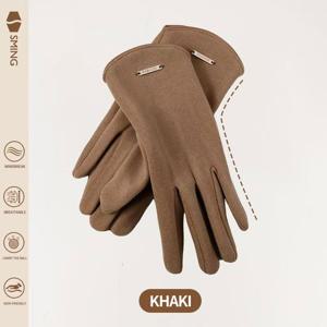 TEMU 1개 성명 여성용 겨울 얇은 안감 패션 따뜻한 아웃도어 사이클링 장갑, 터치스크린 스키 장갑, 휴일 선물 옵션