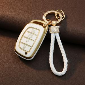 TEMU 현대 소프트 TPU 키홀더 커버 | 4버튼 잠금/잠금 해제, 트렁크 & 패닉 알람 보호 케이스 - 엘란트라, 투싼, 소나타, 크레타, IX25/IX35/IX45 등 호환