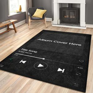 TEMU 1개 맞춤형 음악 사진 또는 앨범 러그, 1000g/m² 골드, 음악 앨범 플레이어 패턴 매트, 사진 업로드로 개인화 가능한 거실 침실 카펫, 기숙사 장식, 미끄럼 방지, 손세탁 가능, 크리스마스 새해 선물로 이상적
