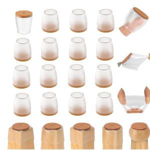 TEMU 16개 의자 다리 보호 캡 | 스크래치 방지, 쉬운 슬라이드 가구 캡 (펠트 패드 포함), 소음 감소, 가정 및 사무실용 다기능, 원형, 프로스트 디자인