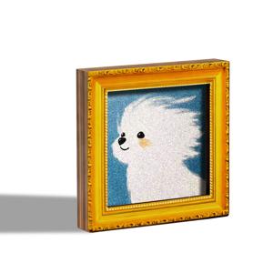 TEMU 귀여운 푹신한 강아지 냉장고 자석 1개 | 핑크 속눈썹과 파란 배경의 나무 미니 만화 흰색 강아지, 자석이 가득, 가정 및 사무실 장식, 주방 액세서리 및 강아지 액세서리용