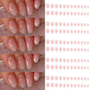 TEMU 120개 세트 숏 오벌 프렌치 팁 프레스온 네일 - 화이트/그라데이션 광택 풀커버 네일 익스텐션, 여성용 손발 네일 키트, 파티, 웨딩, 데일리 웨어용 (숏 길이, 광택)