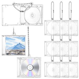 TEMU 10개 대량 미니 CD/DVD 케이스 키체인 커버, 음악 앨범용, 빈 플라스틱 쥬얼리 홀더 키링 포함, 투명 컴팩트 디스크 홀더 DIY 백팩 장식, 뮤지션 선물, 파티용 (수정 불가)