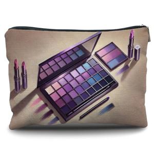 TEMU 1개 보라색 블루 아이섀도우 팔레트 | 정교한 패턴의 휴대용 린넨 메이크업 가방, 화장품 및 도구 보관으로 아이템을 깔끔하고 정리되게 유지, 모든 미용 애호가를 위한 필수품