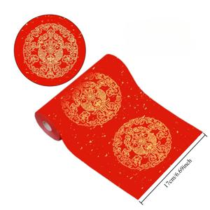 TEMU 중국 설날 대련용 두꺼운 롤 캘리그라피 용지, 캘리그라피 연습용 빨간 종이, 춘절 장식 - 금색 & 물고기 패턴이 있는 전통 글씨 연습지 (캘리그래퍼용 도매)|캘리그라피