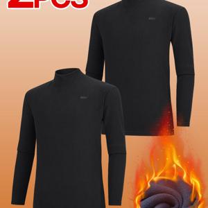 TEMU [1+1] 남성 겨울 기본티 반폴라 티셔츠 2PCS 맨즈히트(M6OPWT11)