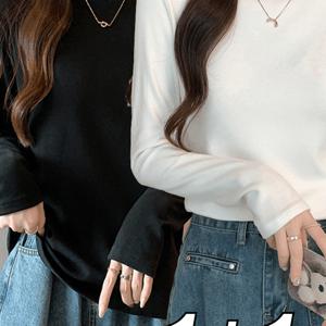 TEMU 여성 스판 반폴라 긴팔 티셔츠 2종세트 봄 가을 겨울에 입을 수 있는 이너 긴팔 셔츠