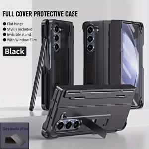 TEMU 메카 스타일 폰 케이스 선물 세트 – 삼성 Z Fold 7/6/5/4, 플립 5/4/3 호환 – 강화유리 보호필름, 펜 슬롯 홀더 & 중앙 피벗 스탠드 포함|폰케이스|휴대폰케이스|폴딩박스