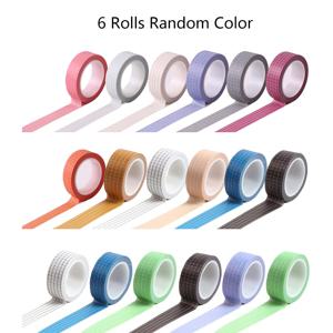 TEMU 6롤 팩, 롤당 1.5cm 너비 x 10m 길이, 혼합 랜덤 색상, 단색 체크무늬 와시 테이프, 미적 장식 테이프, 격자무늬 테이프, 와시 테이프, 스크랩북킹, 저널 장식, DIY 재료, 공예, 선물 포장 등에 적합