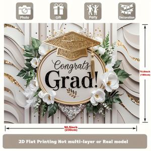 TEMU 2D 평면 파티 배너 - 1개, 축제 졸업 기념 배경 장식 포토 소품, 폴리에스터 배너 홈 & 벽 장식, 파티 용품 및 선물용, 2D 플랫