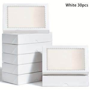 TEMU 그녀/그를 위한 선물 팩 10/15/20/30개 크래프트 선물 상자, 투명 창, 웨이브 디자인, 사이즈 8.43x5.39x2.72인치, 결혼식, 생일, 파티 및 가정용 - 범용 휴일 종이 소재, 선물 포장 보관용 화이트/브라운, 크리스마스, 할로윈