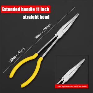 TEMU NEWSHARK 11 롱 리치 앵글 커브드 플라이어 세트, 45° & 90° & 25°, 벤틀 니들 노즈, 긴 손잡이, 스테인리스, 기계공용