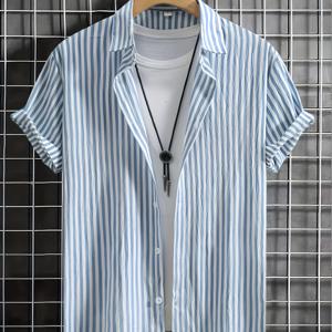 TEMU 여름 남성 패션 캐주얼 워시드 주름 원단 반팔 버튼셔츠, 중국 사이즈, 사이즈 가이드를 꼭 확인해주세요