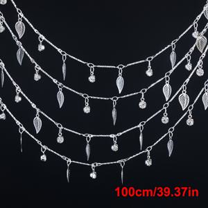 TEMU 1미터 원형 투명 합성 비즈 체인, 홀리 리프 펜던트 포함, 구리 체인 목걸이 및 팔찌 DIY 액세서리 만들기용