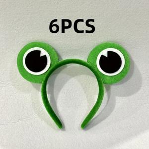 TEMU 6개 귀여운 개구리 테마 헤드밴드 - 부드러운 원단, 흑백 만화 디자인, 의상 파티, 코스프레, 역할극, 축제 행사 및 생일 선물, 개구리 액세서리, 의상 헤어, 재미있는 디자인, 편안한 헤드밴드|머리띠