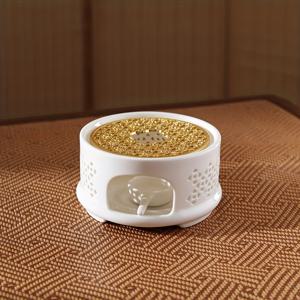 TEMU 직선형 속이 빈 티 워머 (4잎 클로버 골드 패드)