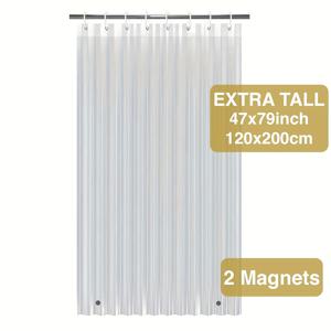 TEMU 가정, 호텔, 기숙사, 인스, 아파트, RV에서 샤워 커튼, 욕실 칸막이 또는 창문 커튼으로 사용하기에 적합한 상단에 금속 아일렛이 있는 가벼운 투명 샤워 커튼 라이너와 하단에 무게추가 있는 자석이 있는 제품|샤워커튼