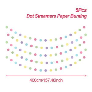 TEMU 생일, 결혼식, 샤워 및 크리스마스용 컬러풀 원형 매카롱 종이 도트 스트리머 5개 세트 - 전기 필요 없음, 클래식 파티 배경, 페이스트얼 풍선과 꽃 디자인, 이벤트 장식, 축제 액세서리, 쉬운 설치