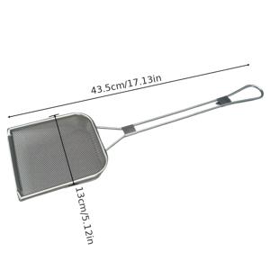 TEMU 긴 손잡이 스테인리스 스틸 오일 잔여물 스푼, 감자튀김, 치킨 필렛, 튀김닭용 대형망 스푼, 오일 필터링 및 여과에 적합, 가정용 튀김 및 파스타 요리에 이상적