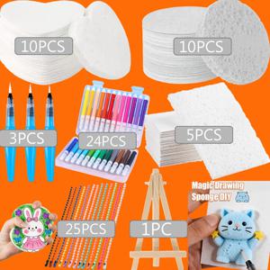 TEMU 78피스 폼 텍스처 페인팅 세트, 3D 확장 폼 시트 포함 - 무독성, 생생한 색상 DIY 공예, 3D 조각, 콜라주 & 캘리그라피용 - 페인트, 마커, 파스텔과 호환 - , 교사, 성인에게 이상적 - 3종류의 종이, 스펀지 및 도구 포함, 물에 닿으면 확장되는 3D 아트 & 텍스처 디자인에 완벽