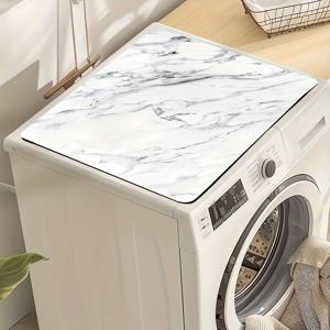 TEMU 1개 대리석 패턴 가전 커버 매트 - 대리석 질감 표면 보호기, 스크래치 방지, 화이트 & 그레이 럭셔리 디자인, 수분 흡수 내구성 세탁기 및 냉장고 보호대, 세탁실, 주방 카운터탑, 식기세척기 안전, 쉬운 청소 표면, 세탁기 & 가전제품에 적합, 현대적인 홈을 위한 스타일리시한 대리석 디자인, 스크래치 및 유출로부터 보호|냉장고