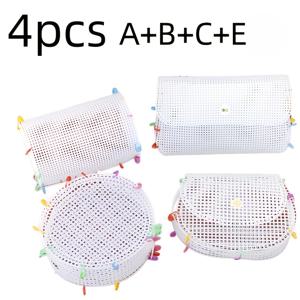 TEMU 4개 세트 수제 DIY 메쉬 백 - 다양한 모델의 미리 제작된 공예용 가방, DIY 선물 만들기용, 플라스틱 메쉬 & 실로 짠, 우아한 핸드메이드 크로스 자수용, 쉐니어 백, 골든 와이어 실 - 초보자 친화적 공예