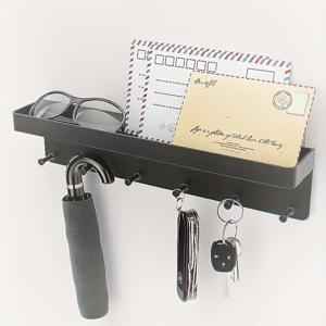 TEMU 무드릴 부유형 후크 랙 - 6단 멀티퍼포즈 정리대 | 열쇠/우편물/소품용 | 주방, 욕실, 현관에 적합 | 모던 디자인, 무드릴 설치, 6개의 내하중 후크와 상단 선반으로 열쇠, 우편물, 수건 등을 쉽게 보관. 벽에 밀착된 스트림라인 디자인, 모던 스타일로 다양한 홈 환경에 어울림, 수직 공간을 효율적으로 활용하는 공간절약형 정리대, 후크