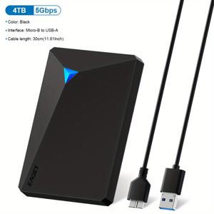 TEMU EAGET 고속 휴대용 외장 하드 드라이브, 5TB, 4TB, 500GB, 250GB 대용량으로 제공, USB 3.0 지원, PC, 맥북, PS4, Xbox, 스마트 TV를 위한 플러그 앤 플레이 저장을 제공하는 기계식 하드 드라이브|이동식TV