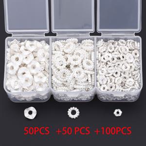 TEMU 200개/ 원형 실버리 세 가지 스타일 스페이서 비즈, 아연 합금 중간 장식, 주얼리 액세서리 대구멍 분리 펜던트 DIY 팔찌 목걸이 귀걸이 발찌 만들기 패션 수제 공예 재료