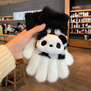 TEMU 여성을 위한 귀여운 플러시 5자 손목 장갑, 겨울에 적합, 터치 스크린 호환, 보온 및 방한 기능, 학생용 전동 자전거를 위한 만화 디자인|전기자전거