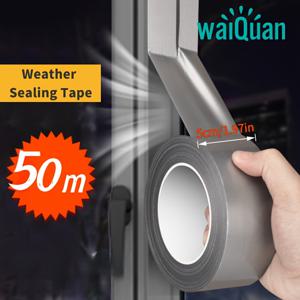 TEMU 50미터 127피트 초장거리 문과 창문 방풍 실링 테이프, 5cm x 50m 강력한 은색 창문 틈새 방풍 실링 스트립, 문과 창문에 찬 바람을 막는 겨울 단열 도구