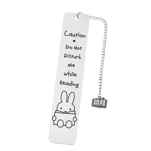 TEMU 토끼와 오리 독서 동물 테마 펜던트 책갈피 1개 | 스테인리스 스틸 기하학적 책갈피, 독서 중에는 통화하지 마세요, 학생용 학습 사무실용