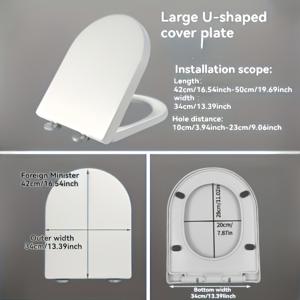 TEMU 1개 조용한 소프트 클로즈 변기 뚜껑 & 탱크 커버, U형/V형 변기 호환, 슬림 PP 플라스틱 시트 커버, 조용한 플러시, 쉬운 설치/제거, 대부분의 욕실에 적합 (도구 불필요)|변기부속품|변기커버