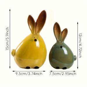 TEMU 귀여운 토끼 피규어 2개 세트 - 레진 수집용 조각상, 앉은 자세 & 서 있는 자세의 테이블 장식, 크리스마스, 노르딕 스타일, 방 장식용 - 필요 없음