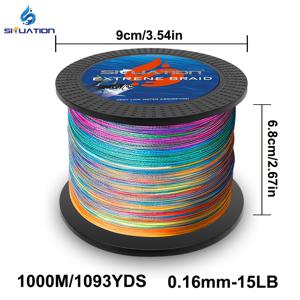 TEMU 4가닥 PE 라인, 4배 초강력 텐사일 낚시줄, 1000m/1096YDS/3280ft, 루어 낚시 및 그물용 전용