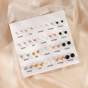 TEMU 소형 라운드 모조 진주 귀걸이 20쌍 조합 세트 귀걸이 5색 귀걸이 대형 세트 귀걸이