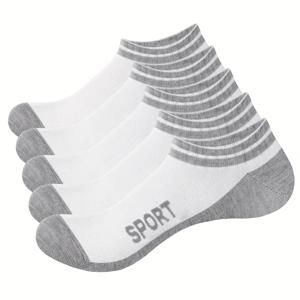 TEMU 남성용 발목 양말 5켤레 러닝 스니커즈 양말 로우컷 숏 스포츠 양말 통기성 탭 데일리 노쇼 양말 남녀공용 여름용 블랙 화이트