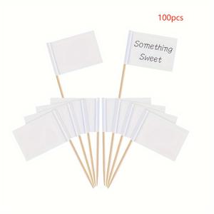 TEMU 일반 흰색 이쑤시개 깃발, 빈 DIY 미니 이쑤시개 깃발, 일반 흰색 컵케이크 토퍼, 칵테일, 피자, 바비큐 및 장식 - 결혼식, 생일, 할로윈 및 크리스마스에 완벽함 (100개 팩)